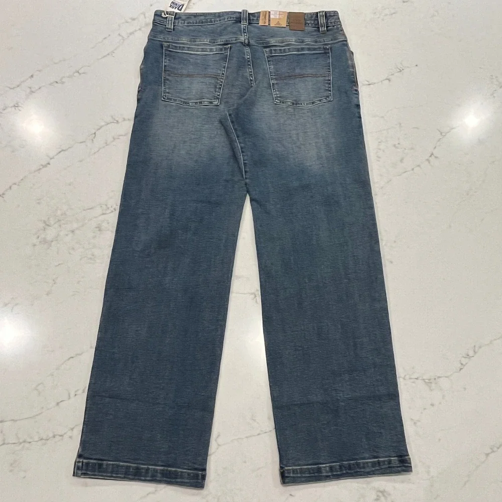 Prana NEW Axiom Jeans Mens 34 x32 Blue Denim Straight Leg Organic Cotton Stretch